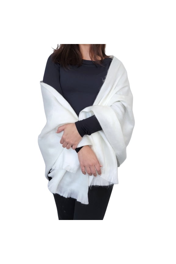 Alpaca Wool Wedding Shawl - White