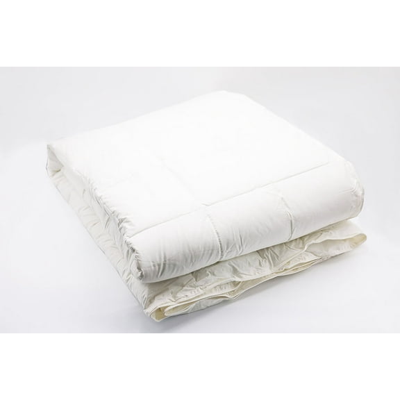 White Down Alternative Bed Comforter with Organic Cotton Covering (Twin Size, Light Fill) Skin Sensitive, All-Seasons Use, Machine Washable, Eco-Friendly Alternative, Soft Feel