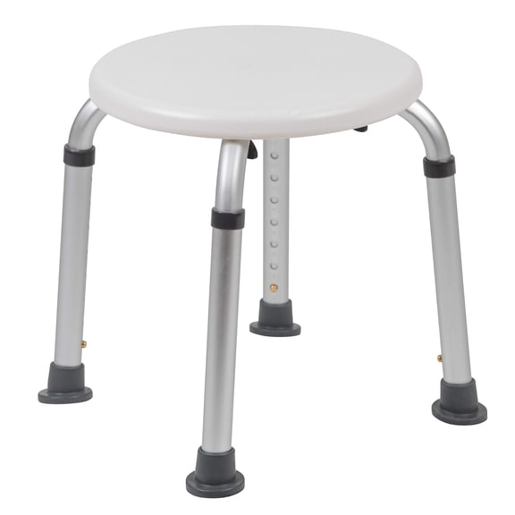 White Aluminum Bath And Shower Stool With Adjustable Height And Anti-Slip Seat