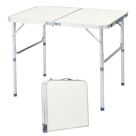 White Aluminum Folding Table 35.4" x 23.6" | Home & Camping Alloy Table | Portable Collapsible Table for Parties, BBQ, Craft (8.7 lbs)