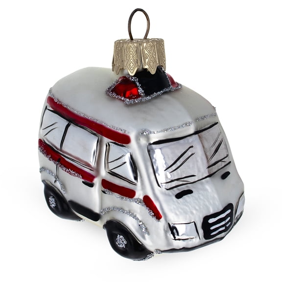Emergency Vehicle Ambulance Car Mini Glass Ornament