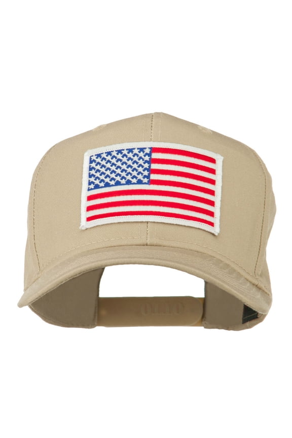 White American Flag Patched Cap - Khaki OSFM