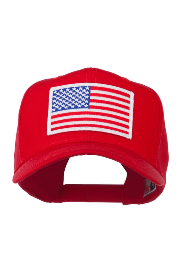 White American Flag Patched Cap - Red OSFM