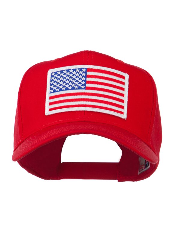 White American Flag Patched Cap - Red OSFM