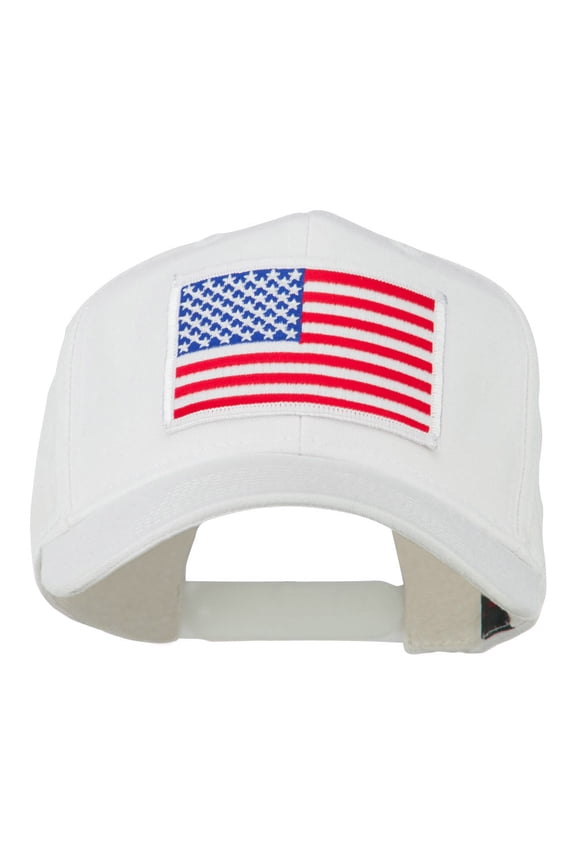 White American Flag Patched Cap - White OSFM
