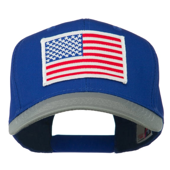 White American Flag Patched Cotton Twill Cap - Grey Royal OSFM