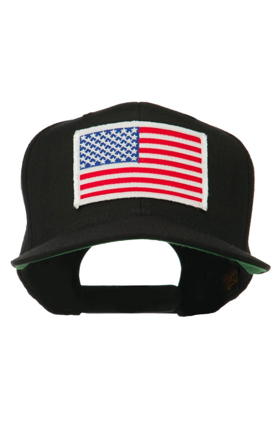 White American Flag Wool Blend Prostyle Patched Cap - Black OSFM