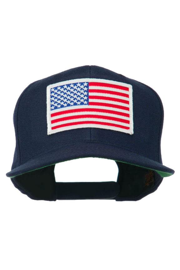 White American Flag Wool Blend Prostyle Patched Cap - Navy OSFM