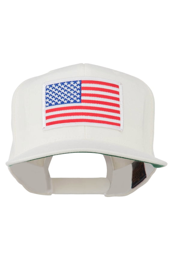 White American Flag Wool Blend Prostyle Patched Cap - White OSFM