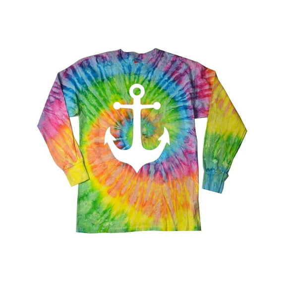 White Anchor Long Sleeve Tie Dye Tee Shirt - Saturn, 3XL