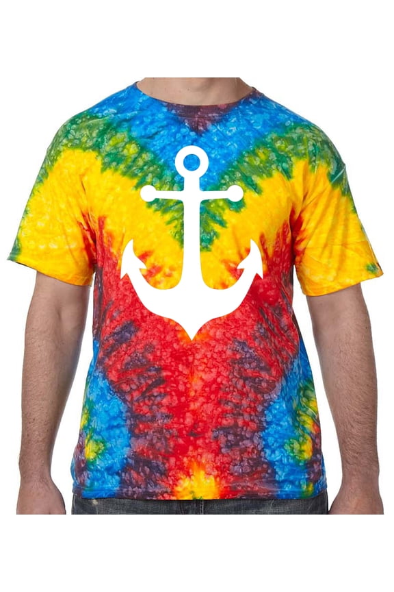 White Anchor Tie Dye T-shirt, Woodstock, Adult 3XL