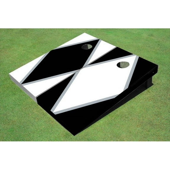 White And Black Alternating Diamond Custom Cornhole Board