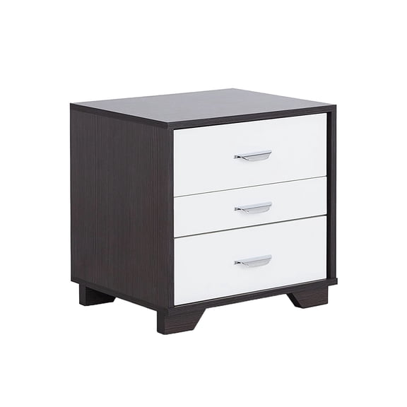 White And Black Bedroom Nightstand With 3 Practical Storage Drawers Bedroom- - Option