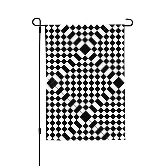 White And Black Checkered Pattern House Flag Double Side Garden Flag For Outside Room House Yard Indoor 28" X 40"