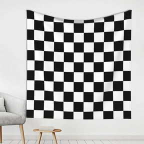 White And Black Checkered Pattern Tapestries Wall Hanging Tapestry For Bedroom Dorm Decor(59"X59")