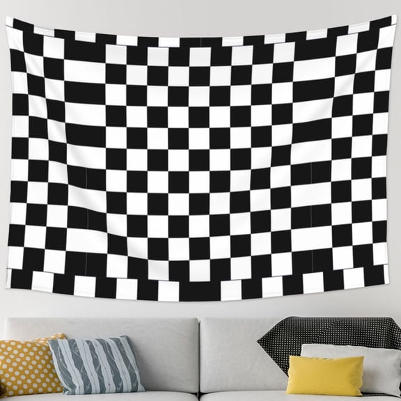 White And Black Checkered Pattern Tapestry Wall Hanging Tapestry For Bedroom Living Room Dorm (60 * 90 Inches)