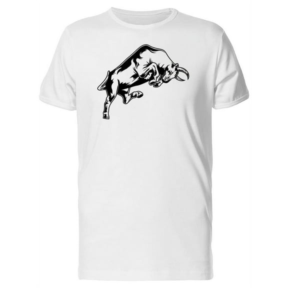 White And Black Powerful Bull T-Shirt Men -Image by Shutterstock, Male Medium