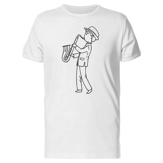 White And Black Saxophone Player T-Shirt Men -Image by Shutterstock, Male 3X-Large
