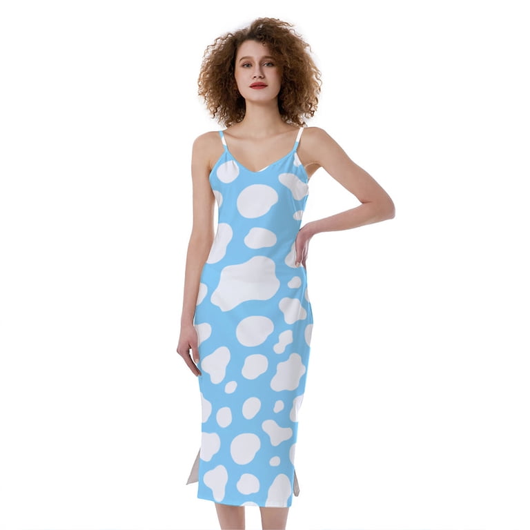 knee length dresses for ladies Cow Print V-Neck Long Sleeve Midi Dress – MyGirlfriend'sClosetBoutique main image 0