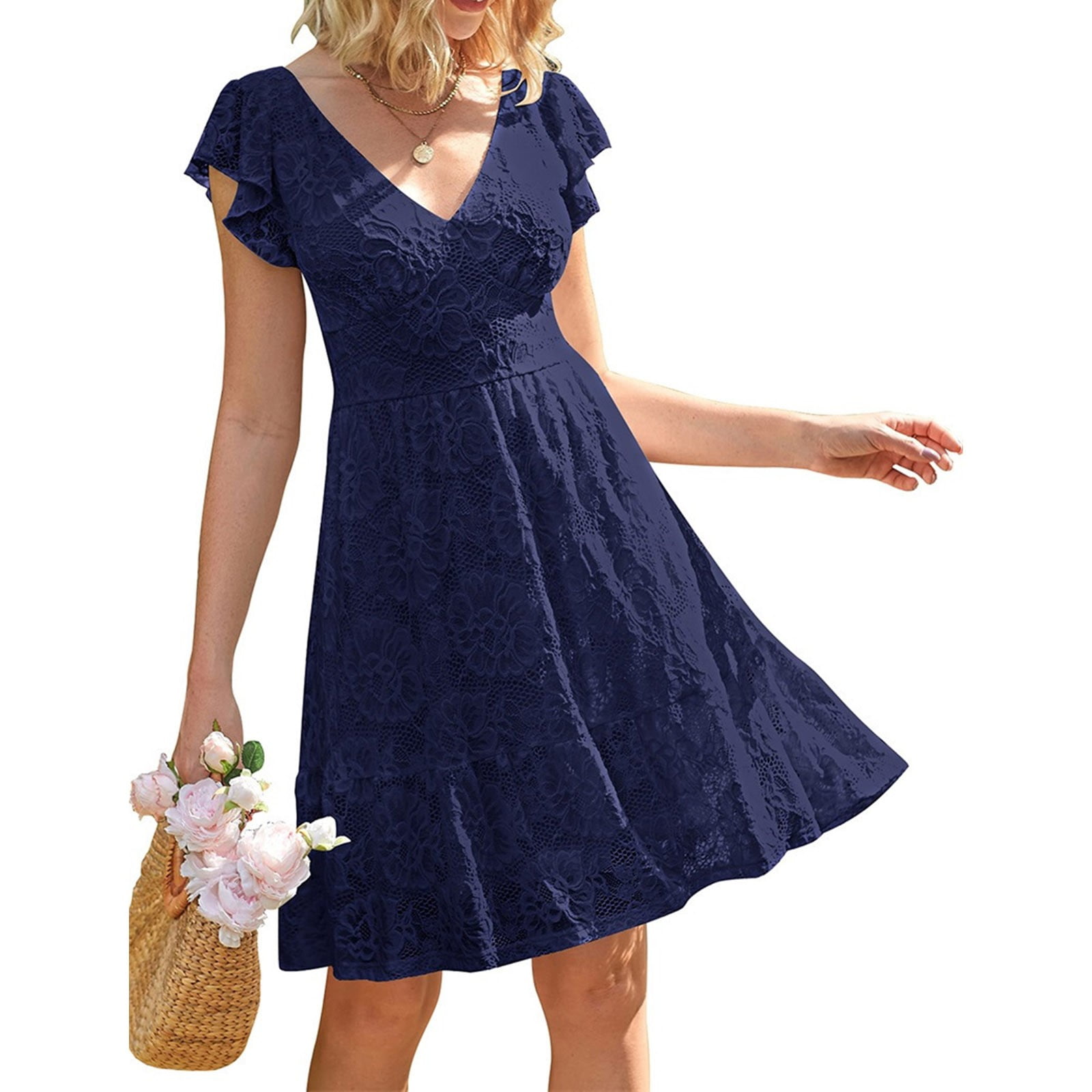 White And Blue Floral Dress Royal Blue Dresses For Women Womens Spring