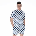 thumbnail image 1 of White And Blue Polka Dot Pattern Short Sleeve Men'S Rompers, Dots Casual Summer Jumpsuits Outfit, 1 of 4