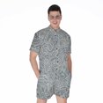 thumbnail image 1 of White And Grey Western Floral Short Sleeve Men'S Rompers Casual Summer Jumpsuits Outfit, 1 of 4