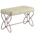 thumbnail image 1 of White And Light Pink Tufted Bench, 1 of 6
