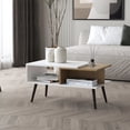 thumbnail image 1 of White And Natural Oak Coffee Table With Spacious Open Storage Conical Legs Stylish Attractive, 1 of 2