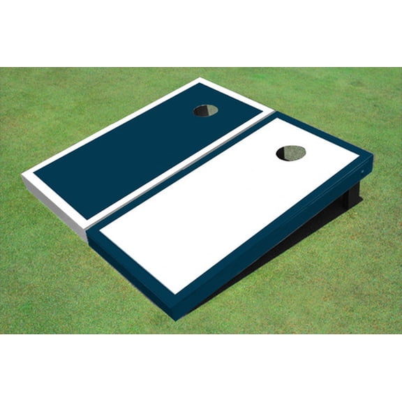 White And Navy Alternating Border Custom Cornhole Board