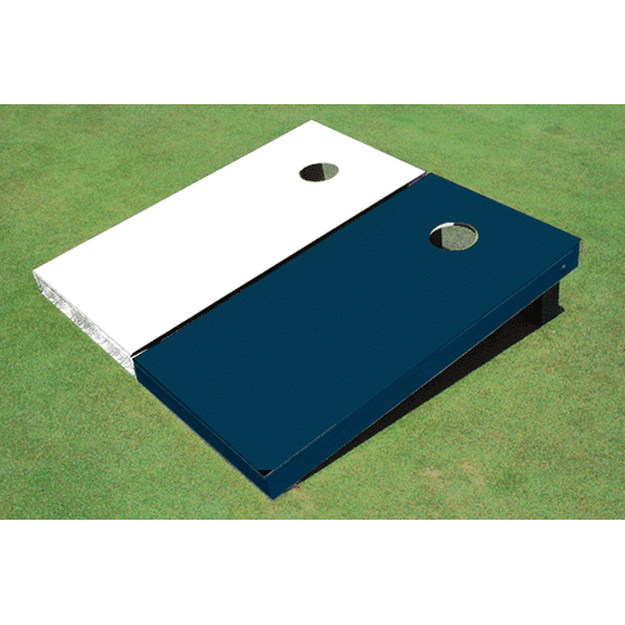 White And Navy Solid Custom Cornhole Board