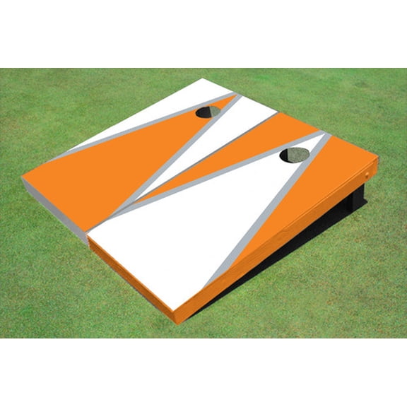 White And Orange Alternating Triangle Custom Cornhole Board