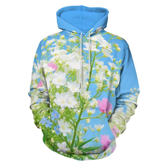 White And Pink Wildflowers 3D Print Hoodie Men Women Autumn Thin Pullover Sweatshirt Vintage Streetwear Tops