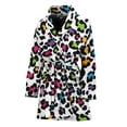 thumbnail image 1 of White And Rainbow Leopard Women Bathrobe One Size Univeral Fits, Wide Animal Fashion Lightweight Plush Fleece Long Robe For Women, 1 of 3