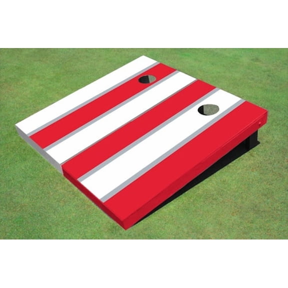 White And Red Alternating Long Stripe Set