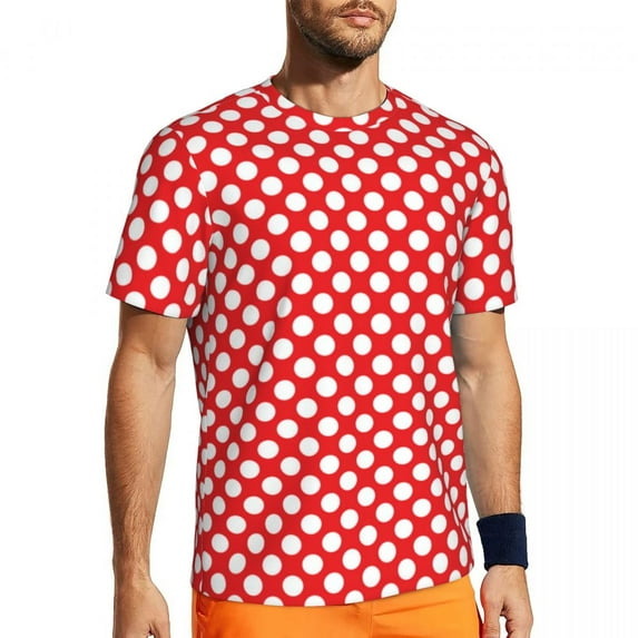 White And Red Polka Dot Gym T-Shirt Summer Vintage Spot Print Street Style T Shirts Hip Ho