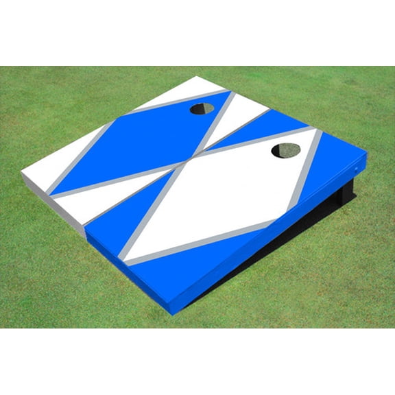 White And Royal Alternating Diamond Custom Cornhole Board