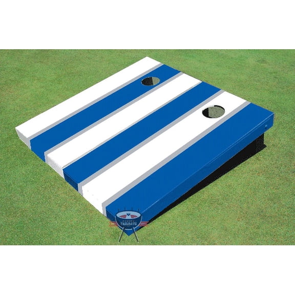 White And Royal Alternating Long Stripe Set