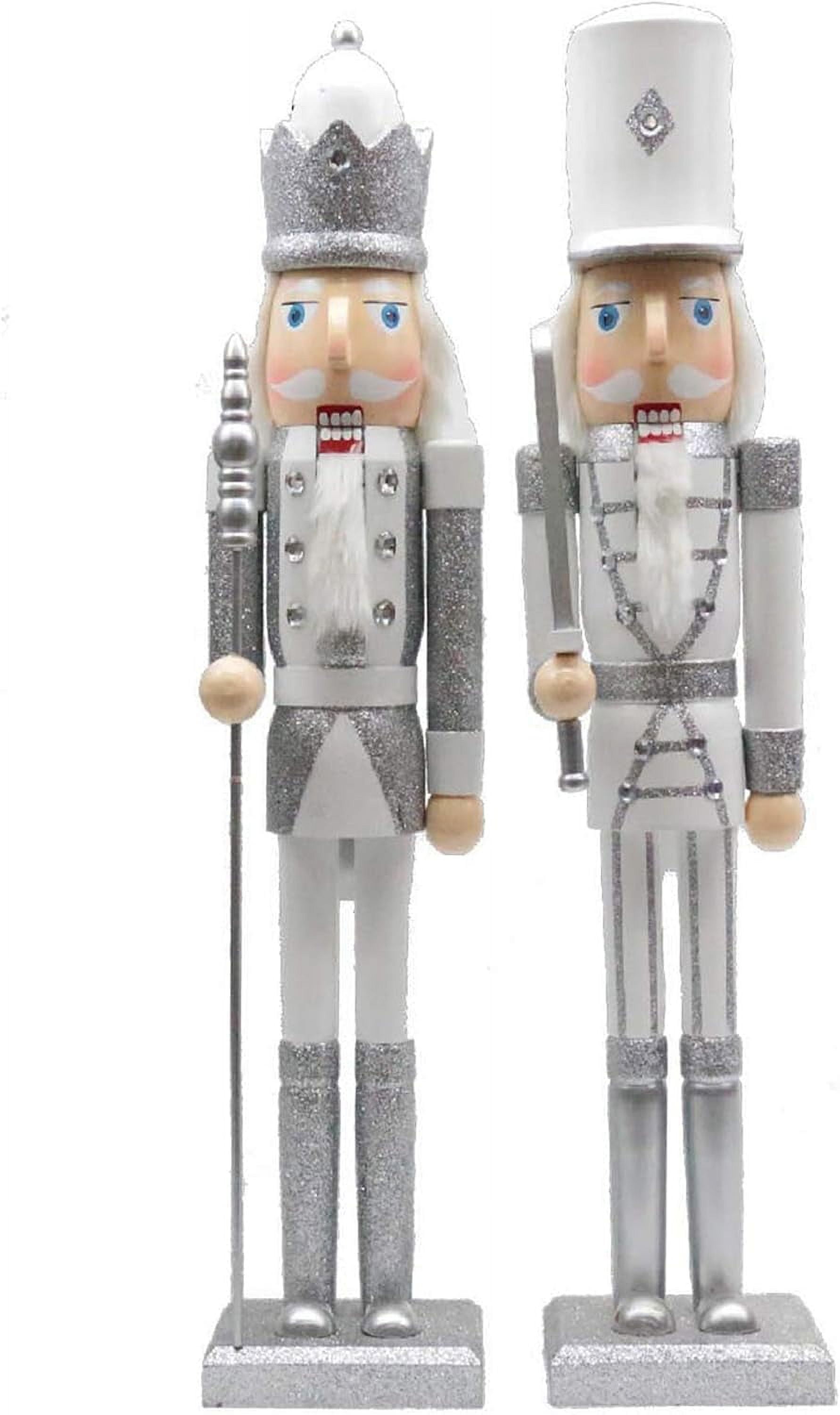 White And Silver Nutcracker, Set Of 2
