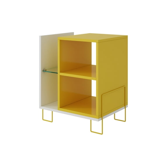 Bookcase With 4 Shelves In White And Yellow