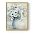 White Anemone Bouquet Framed Print in Gold Solid Wood 8 x 10 Framed