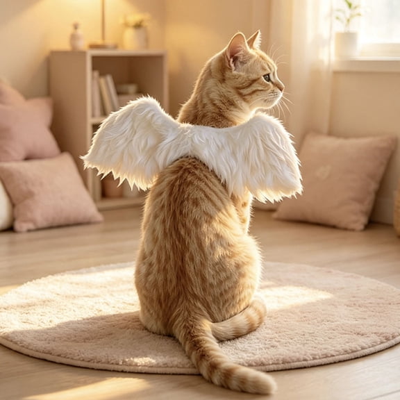 White Angel Wings Dog Costume, Medium Pet Christmas Dress Up, Adjustable Plush Strap Outfit with 53cm Wing Length for Photo Party
