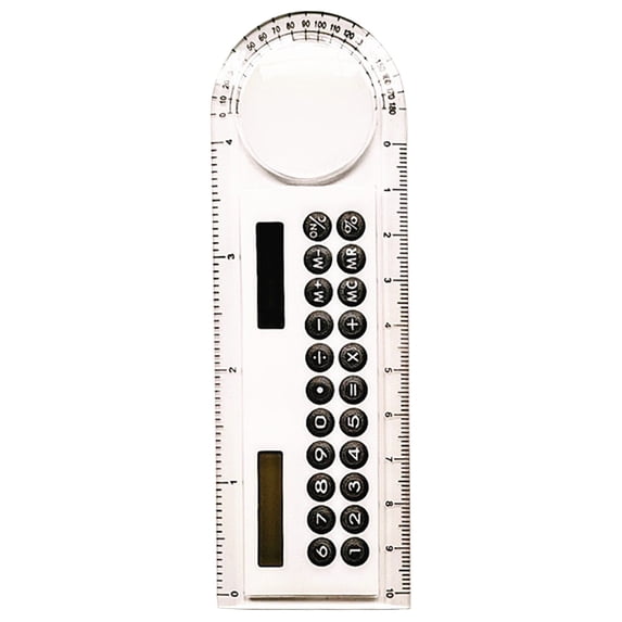 White Angle Measuring Ruler with Calculator, 13x5cm Multi Function Protractor for Math