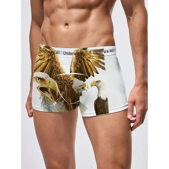 White Animal Printed Boxer Shorts for Men Comfort Fit Underwear with Cute Animal Designs for Sports & Casual