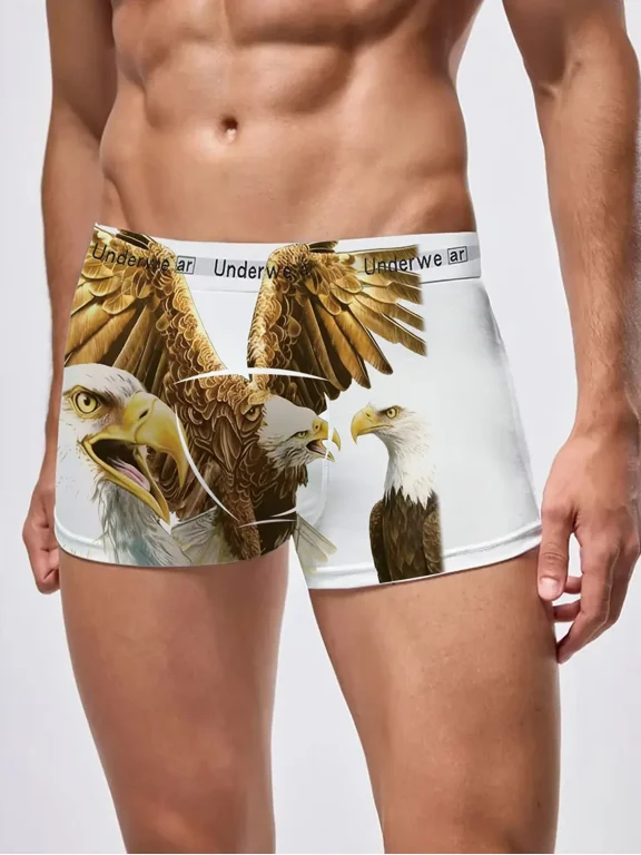 White Animal Printed Boxer Shorts for Men Comfort Fit Underwear with Cute Animal Designs for Sports & Casual