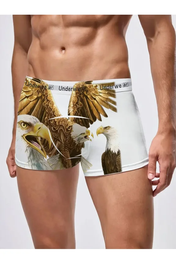 White Animal Printed Boxer Shorts for Men Comfort Fit Underwear with Cute Animal Designs for Sports & Casual