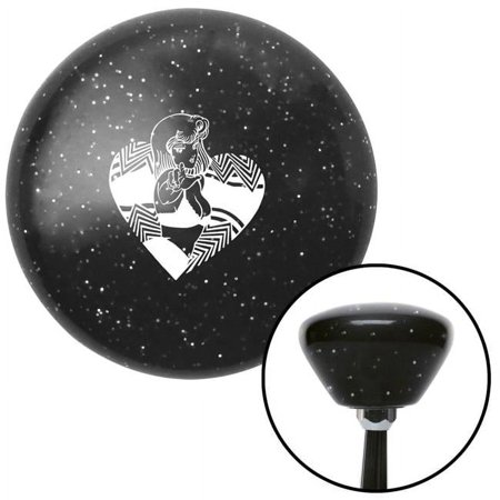 White Anime Girlin Heart Black Retro Metal Flake Shift Knob with M16 x 1.5 Insert Brody