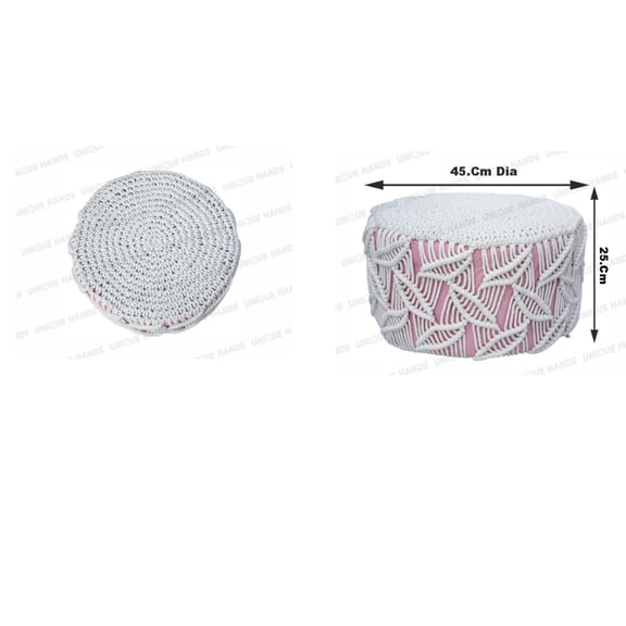 White Antique Finish Wood Stool with Cotton Upholstery - Stylish and Comfortable Seating for Classic Home Decor