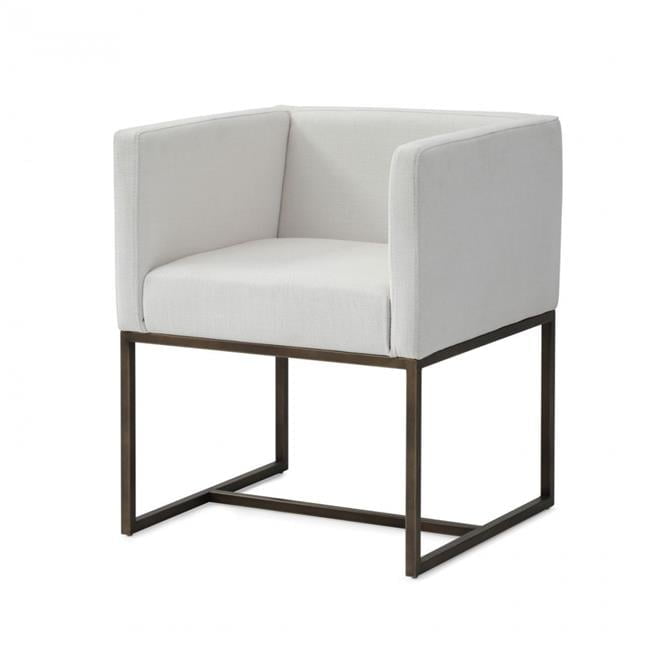 Elegant Off-White Velvet Dining Chair with Brushed Brass Base
