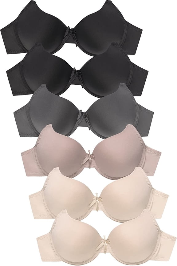 White Apparel Womens Basic Plain Bras Packs Of 6 - Various Styles, #068, 38B