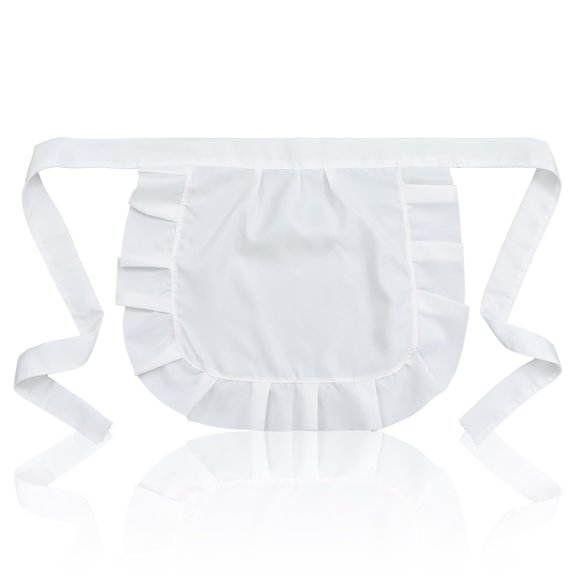 White Apron Maid Waist Apron with Ruffle for Kitchen Cleaning Ruffles Half Aprons Party Cosplay Maid Outfit Costumes Dress Accessory Halloween Christmas